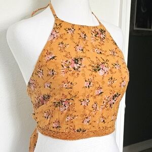 American Eagle floral halter top size small
